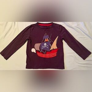 Boy’s Mini Boden Pirate Ship Appliqué Long Sleeve Shirt Top size 2-3 years